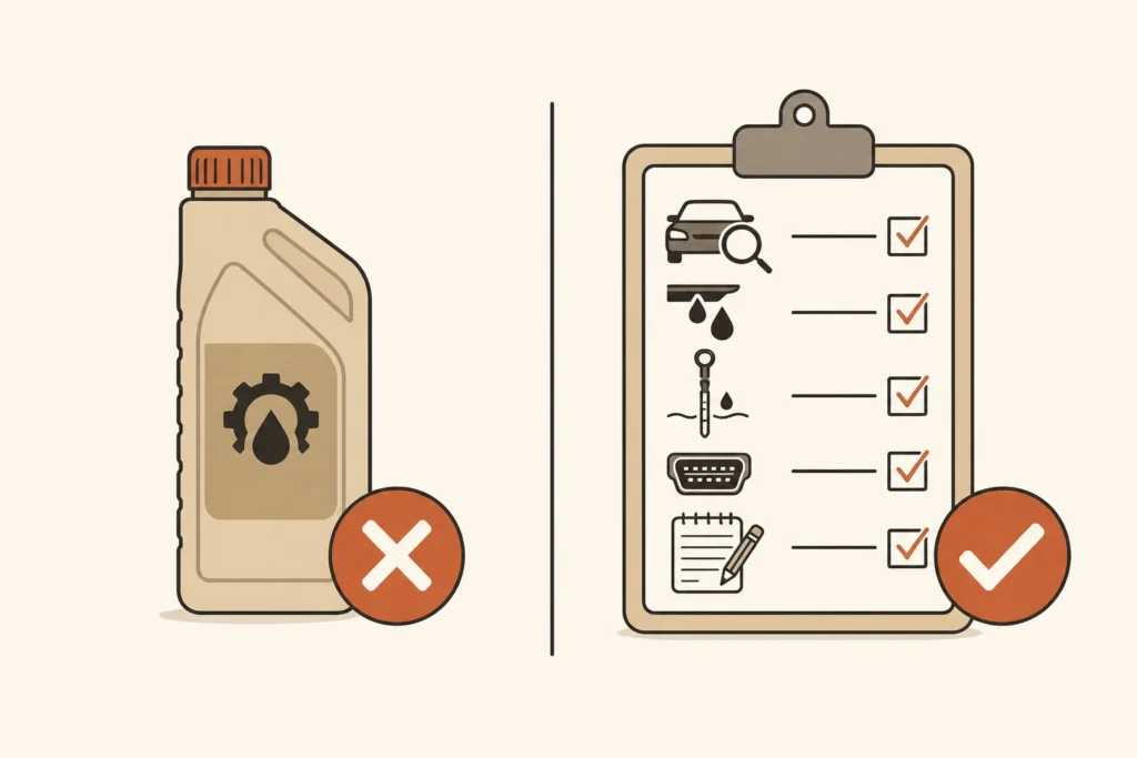 Simple visual explaining Symptoms Put Diagnosis Ahead of Routine Service.